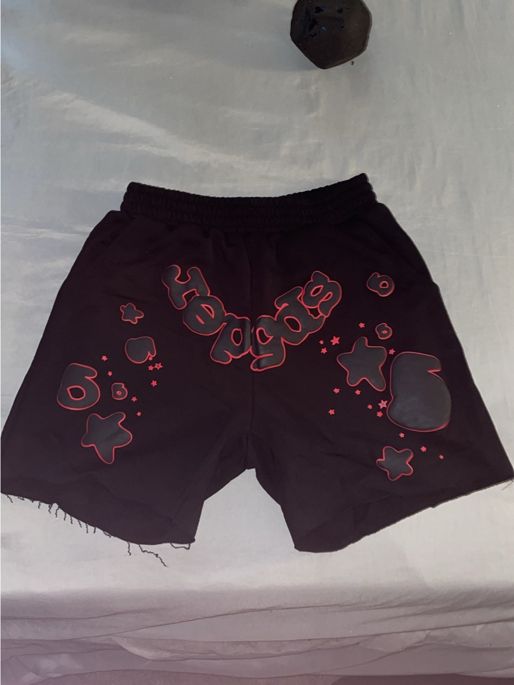 Black Men's Athletic Shorts with Red Graphic Accents